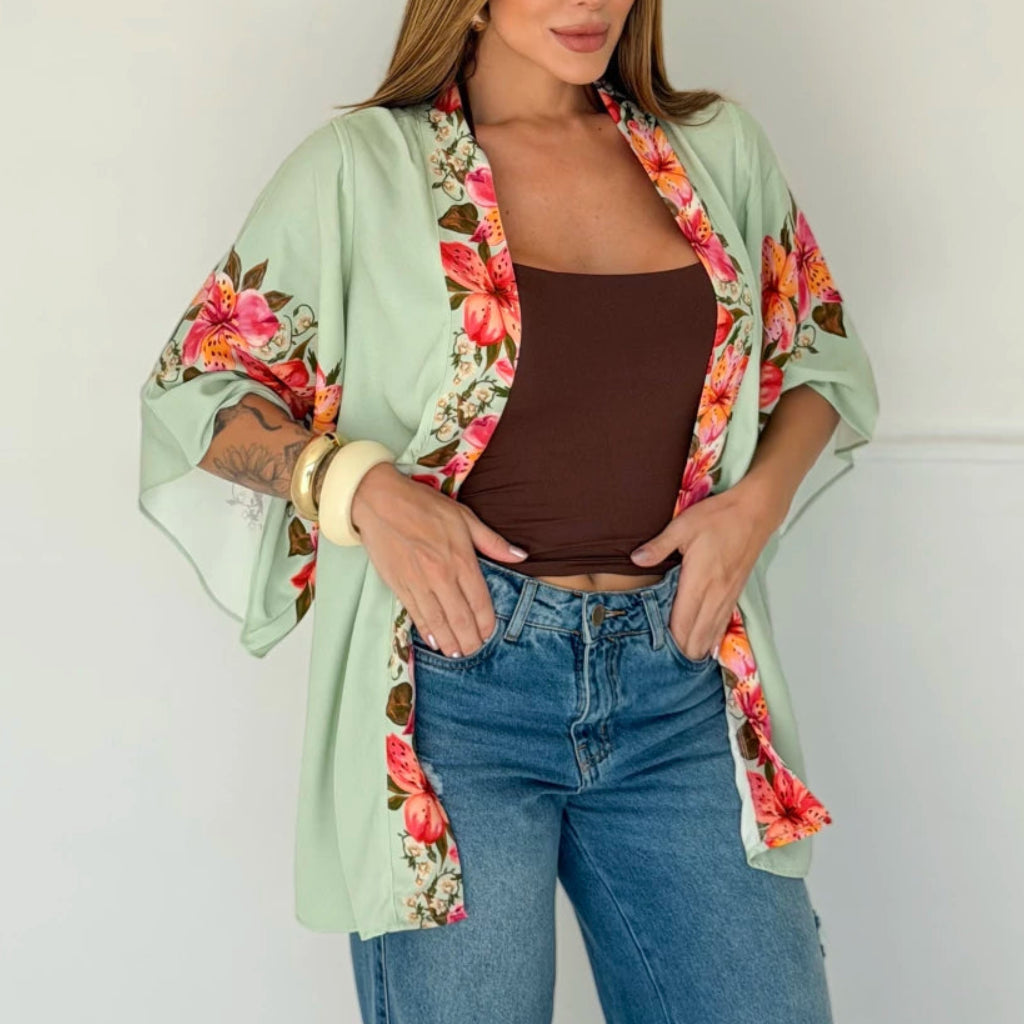 Kimono Floreça Verde