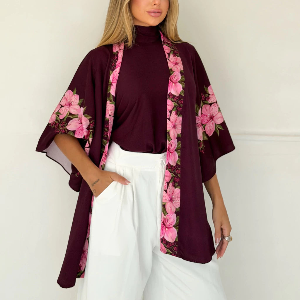 Kimono Floreça Granate